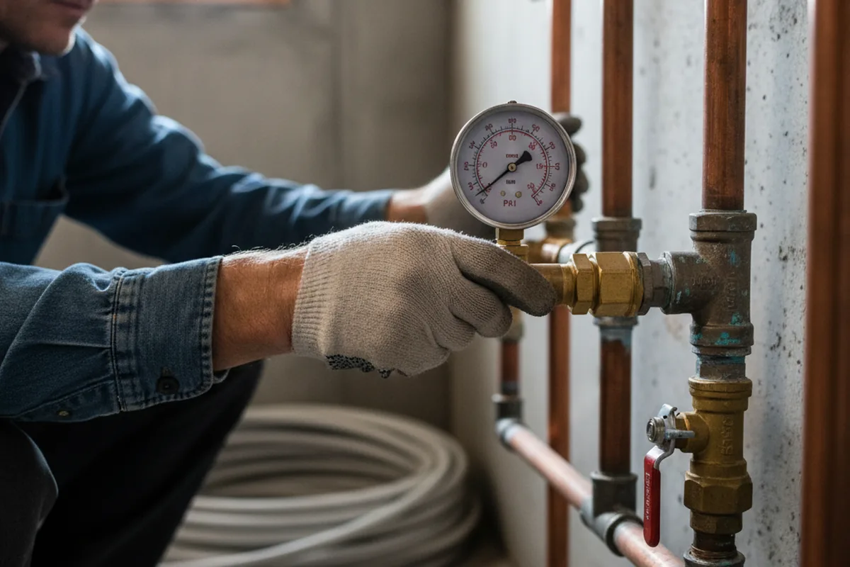Pressure testing a repaired line during Water Line Repair in Canton Center